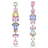 Gema Drop Earrings, Long, Multicolored, Rhodium Plated